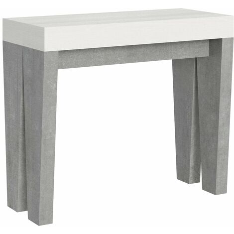Consolle Allungabile 90-196x40x77 cm in Nobilitato Bianco e Grigio