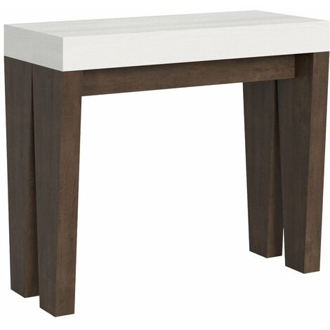 Consolle Allungabile 90-196x40x77 cm in Nobilitato Bianco e Noce
