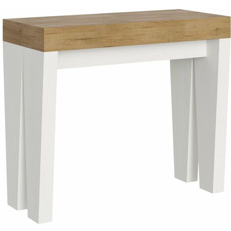 Consolle Allungabile 90-196x40x77 cm in Nobilitato Marrone e Bianco