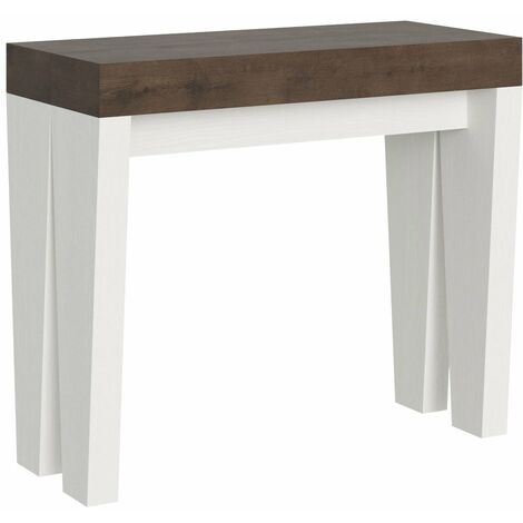 Consolle Allungabile 90-196x40x77 cm in Nobilitato Marrone e Bianco