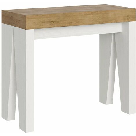 Consolle Allungabile 90-196x40x77 cm in Nobilitato Marrone e Bianco