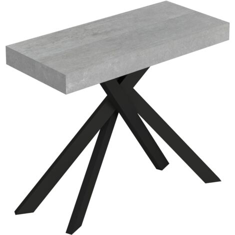 Consolle Allungabile 90-196x40x77 cm Saki Small Premium Cemento Gambe Antracite