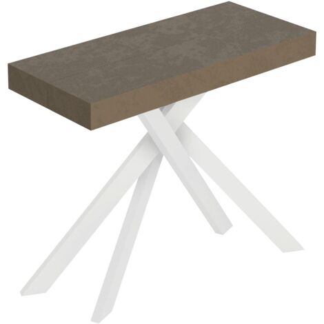 Consolle Allungabile 90-196x40x77 cm Saki Small Tortora Gambe Bianche