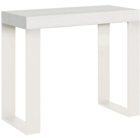 Consolle Allungabile 90-196x40x77 cm Tecno Small Bianco Frassino telaio Bianco