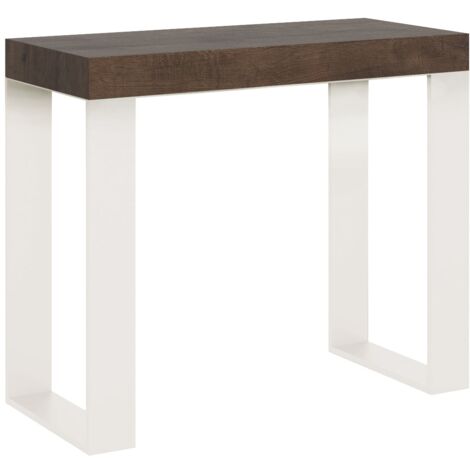 Consolle Allungabile 90-196x40x77 cm Tecno Small Cemento telaio Bianco