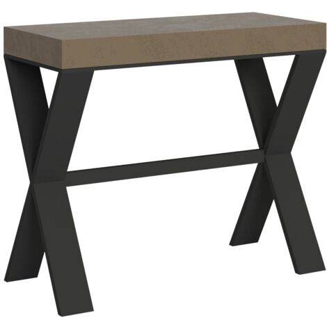 Consolle Allungabile 90-196x40x77 cm Xenia Small Tortora Telaio Antracite