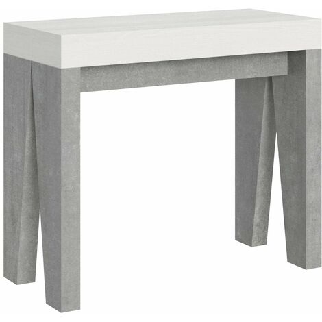 Consolle Allungabile 90-300x40x77 cm in Nobilitato Bianco e Grigio