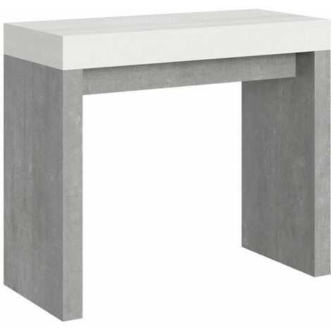 Consolle Allungabile 90-300x40x77 cm in Nobilitato Bianco e Grigio
