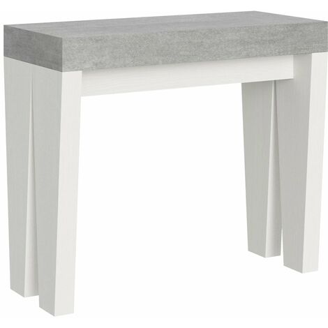 Consolle Allungabile 90-300x40x77 cm in Nobilitato Grigio e Bianco