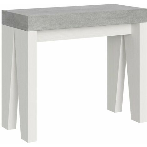 Consolle Allungabile 90-300x40x77 cm in Nobilitato Grigio e Bianco