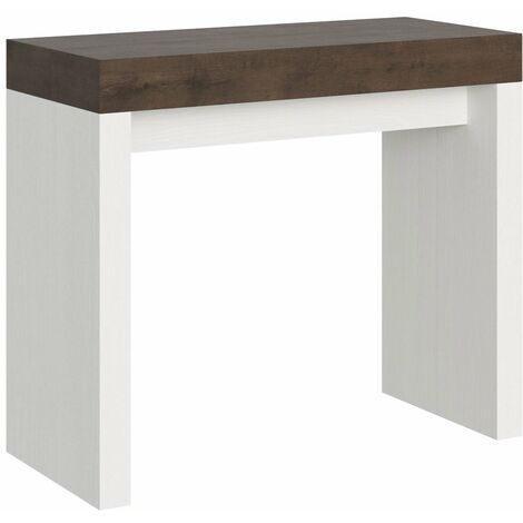 Consolle Allungabile 90-300x40x77 cm in Nobilitato Marrone e Bianco