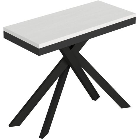 Consolle Allungabile 90-300x40x77 cm Saki Evolution Bianco Frassino Gambe Antracite