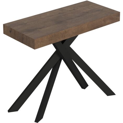 Consolle Allungabile 90-300x40x77 cm Saki Premium Noce Gambe Antracite