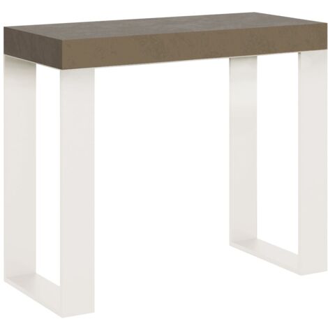 Consolle Allungabile 90-300x40x77 cm Tecno Tortora Telaio Bianco
