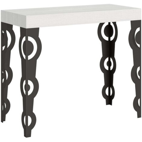 Consolle allungabile 90x40/196 cm Karamay Small Bianco Frassino telaio Antracite