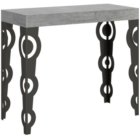 Consolle allungabile 90x40/196 cm Karamay Small Premium Cemento telaio Antracite
