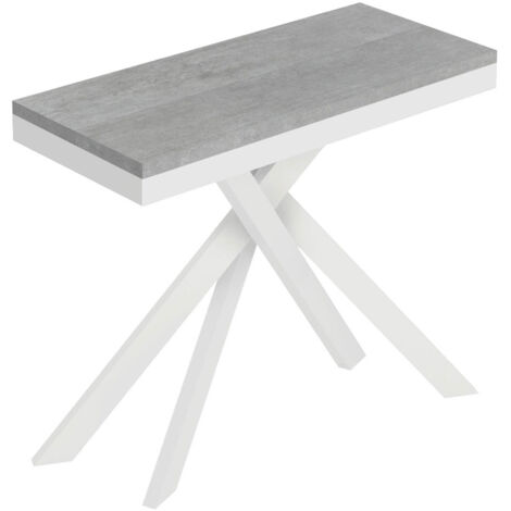 Consolle allungabile 90x40/196 cm Saki Small Evolution cemento telaio bianco