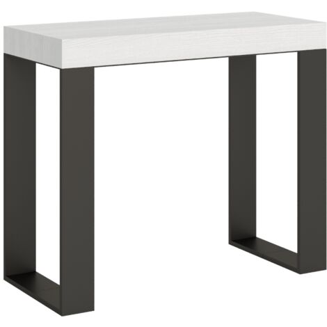 Consolle allungabile 90x40/196 cm Tecno Small Premium Bianco Frassino telaio Antracite