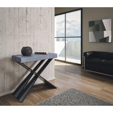 Consolle allungabile 90x40/300 cm Diago Premium Cemento telaio Antracite