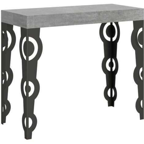 Consolle allungabile 90x40/300 cm Karamay Cemento telaio Antracite