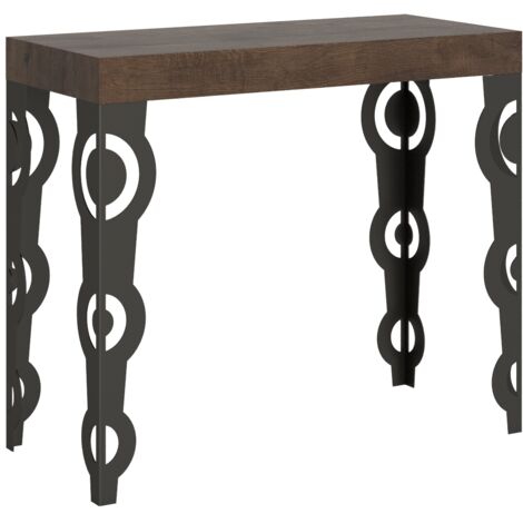 Consolle allungabile 90x40/300 cm Karamay Noce telaio Antracite