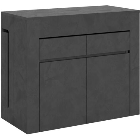 Consolle allungabile 90x42/302 cm Evolve Antracite Spatolato con panca inferiore e superiore