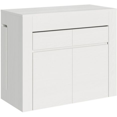 Consolle allungabile 90x42/302 cm Evolve Bianco Frassino con panca inferiore e superiore
