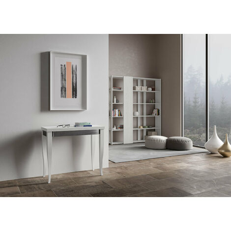 Consolle Allungabile 90x45-90x80 cm in Nobilitato Bianco