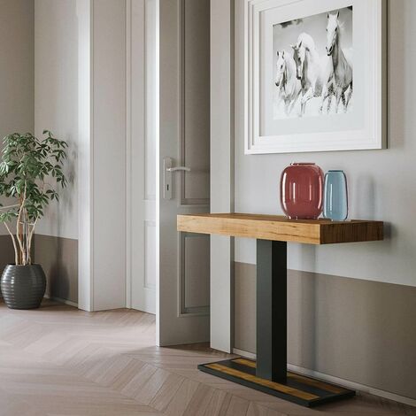 Consolle Allungabile in Legno e Ferro H77x40x90/300cm Itamoby Capital Premium Quercia Folding