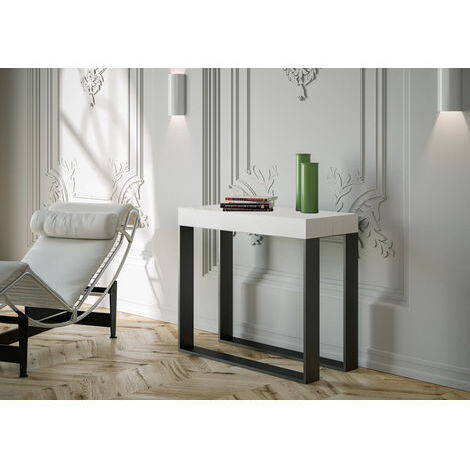 Consolle Allungabile in Legno e Ferro H77x40x90/300cm Itamoby Elettra Bianco Frassino Classica