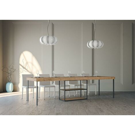 Consolle Allungabile in Legno e Ferro H77x40x90/300cm Itamoby Plano Premium Quercia Folding
