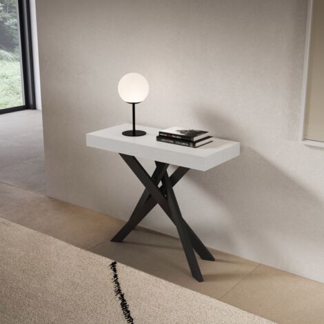 Consolle allungabile Libo - Bianco frassino gambe antracite 90x40/300 cm
