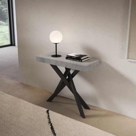 Consolle allungabile Libo - Cemento gambe antracite 90x40/300 cm
