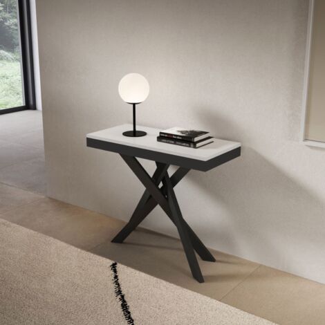 Consolle allungabile Libo Small Evolution - Bianco frassino telaio antracite 90x40/196 cm
