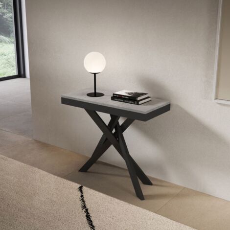Consolle allungabile Libo Small Evolution - Cemento telaio antracite 90x40/196 cm