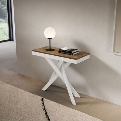 Consolle allungabile Libo Small Evolution - Noce telaio bianco 90x40/196 cm