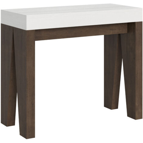 Consolle allungabile - NAXY MIX - Dimensioni: 90x40/196 - Colore: Bianco Frassino-Noce
