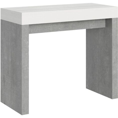 Consolle allungabile - ROXELL MIX - Colore: Bianco Frassino-Cemento - Dimensioni: 90x40/300