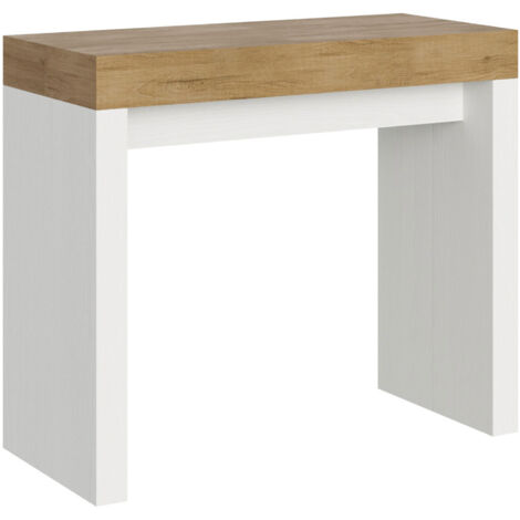 Consolle allungabile - ROXELL MIX - Colore: Quercia Natura-Bianco Frassino - Dimensioni: 90x40/196