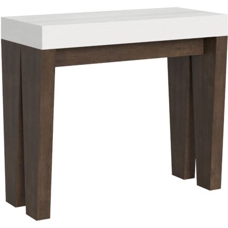 Consolle allungabile - SPIMBO MIX - Colore: Bianco Frassino-Noce - Dimensioni: 90x40/300