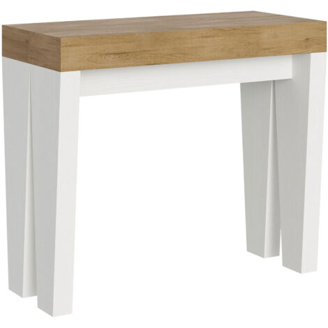 Consolle allungabile - SPIMBO MIX - Dimensioni: 90x40/196 - Colore: Quercia Natura-Bianco Frassino