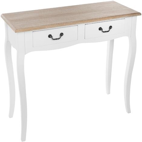 Consolle bianca chrysa l87cm - consolle 2 cassetti in legno naturale chrysa, mdf, pino e paulonia, dimensioni l. 87 x l. 34 x h. 78 cm - Atmosphera créateur d'intérieur