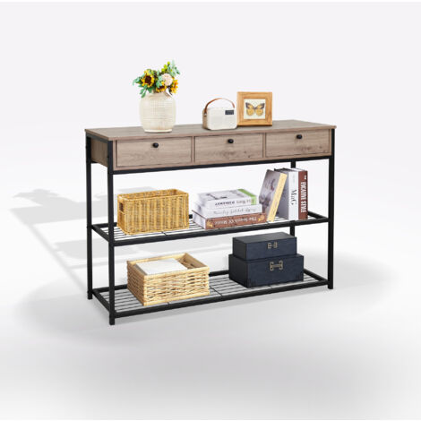 CONSOLLE CM 140 ROVERE NODATO E METALLO NERO
