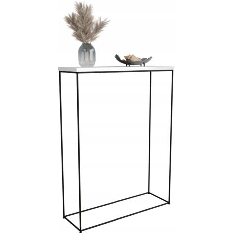 Consolle da ingresso realizzata in filo metallico 8 mm 60x20 Nero Bianco Lucido