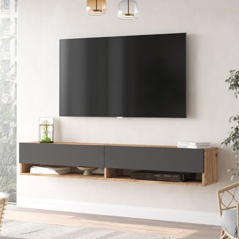 IVROSE mobile TV 180 cm in legno massello e ante in rattan stile rustico  coloniale