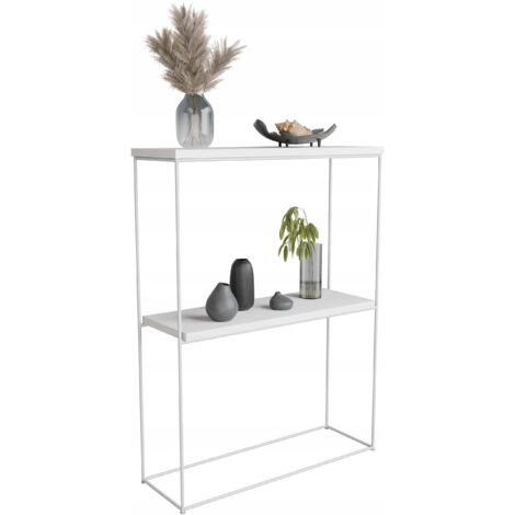 Consolle doppia per ingresso realizzata in filo metallico 8 mm 60x20 Bianco opaco Bianco opaco