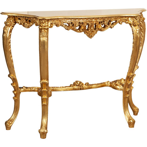 Consolle classica in legno 2 cassetti Foglia Oro - Spazio Casa