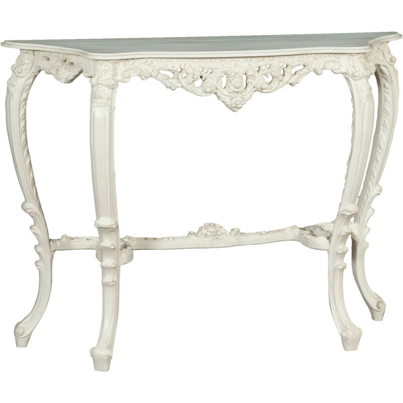 Consolle ingresso shabby 115x87x33 cm Made in Italy Tavolino ingresso stile barocco bianco