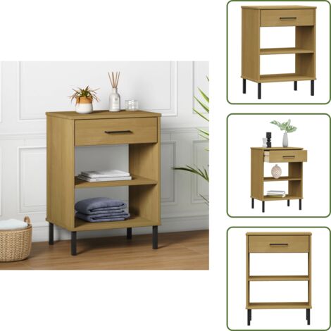 Consolle in pino - vidaXL Mobile Consolle Gambe Metallo Marrone Legno Massello Pino OSLO -
