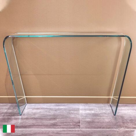 Consolle in Vetro Curvato Trasparente L 112 Made in Italy - Tibero  Transparent